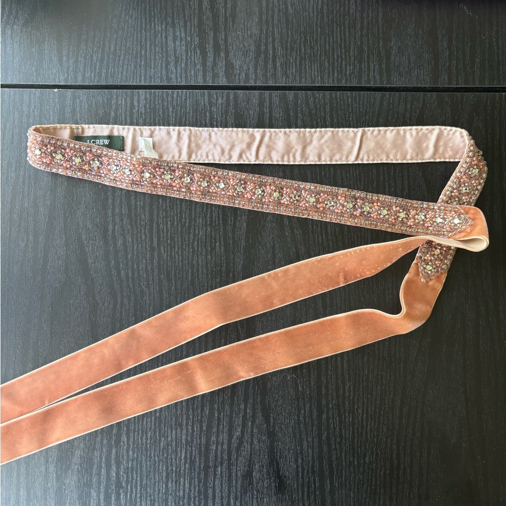 J. Crew Rose Pink Crystal Velvet Tie Belt
